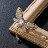 Plated CZ Crystal Dragonfly Brooch Pin Jewelry