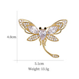 Plated CZ Crystal Dragonfly Brooch Pin Jewelry
