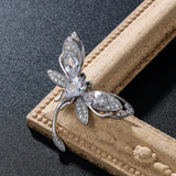 Plated CZ Crystal Dragonfly Brooch Pin Jewelry