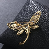 Plated CZ Crystal Dragonfly Brooch Pin Jewelry