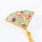 Triangle Shape Gemstone Tassel Brooch for Women