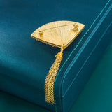 Triangle Shape Gemstone Tassel Brooch for Women
