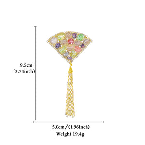 Triangle Shape Gemstone Tassel Brooch for Women