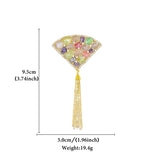 Triangle Shape Gemstone Tassel Brooch for Women