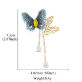 Double Butterfly Zircon Crystal Drop Brooch