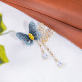 Double Butterfly Zircon Crystal Drop Brooch
