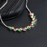 Rainbow Marquise CZ Bolo Bracelet Adjustable for Women Bride Bridesmaid