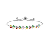 Rainbow Marquise CZ Bolo Bracelet Adjustable for Women Bride Bridesmaid
