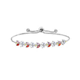 Rainbow Marquise CZ Bolo Bracelet Adjustable for Women Bride Bridesmaid