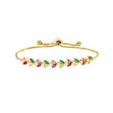 Rainbow Marquise CZ Bolo Bracelet Adjustable for Women Bride Bridesmaid