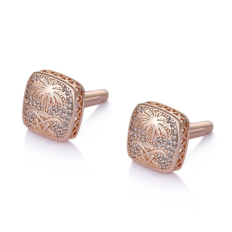 Rose Filled CZ Crystal Cuff Links for Men
