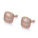 Rose Filled CZ Crystal Cuff Links for Men