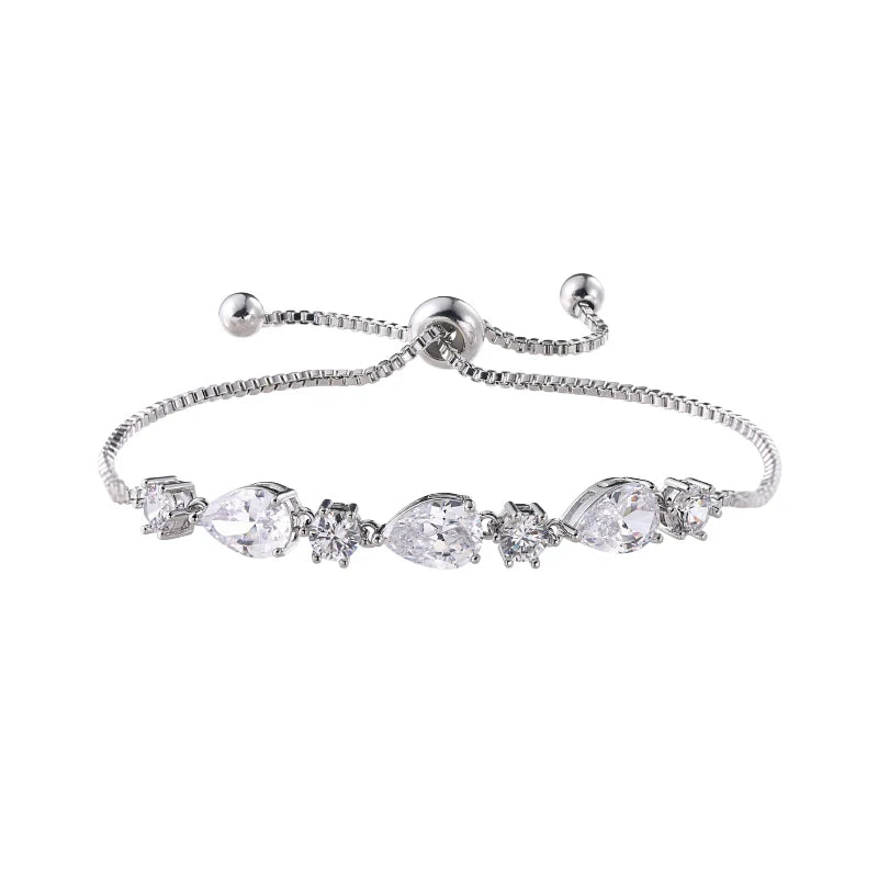 Teardrop CZ Adjustable Bracelet for Wedding Bridal