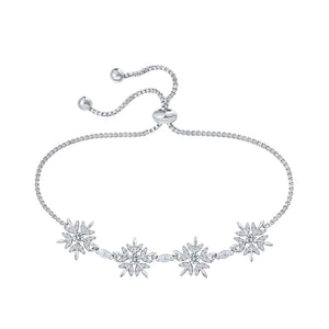 Sparkly Cubic Zirconia Snowflake Bracelet for Women - Christmas Jewelry