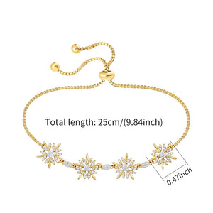 Sparkly Cubic Zirconia Snowflake Bracelet for Women - Christmas Jewelry
