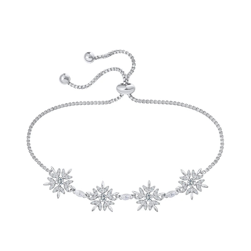 Sparkly Cubic Zirconia Snowflake Bracelet for Women - Christmas Jewelry