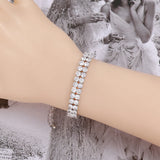 CZ Crystal Bridal Tennis Bracelet - Double Row Round Cubic Zirconia