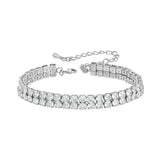 CZ Crystal Bridal Tennis Bracelet - Double Row Round Cubic Zirconia