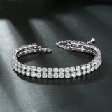 CZ Crystal Bridal Tennis Bracelet - Double Row Round Cubic Zirconia