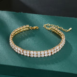 CZ Crystal Bridal Tennis Bracelet - Double Row Round Cubic Zirconia