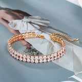 CZ Crystal Bridal Tennis Bracelet - Double Row Round Cubic Zirconia