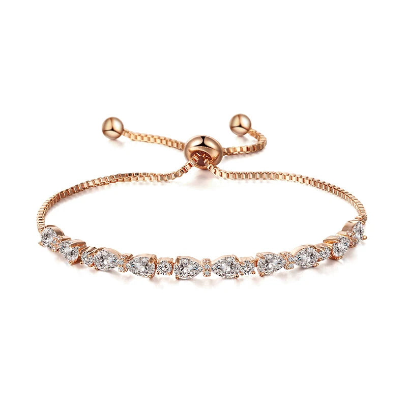 Teardrop & Round CZ Toggle Bracelets for Wedding Party
