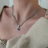WEIYUE Zircon Necklace Women's Retro Geometric Sweater Chain Wedding Party Gift