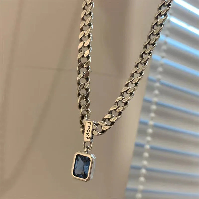 WEIYUE Zircon Necklace Women's Retro Geometric Sweater Chain Wedding Party Gift