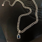 WEIYUE Zircon Necklace Women's Retro Geometric Sweater Chain Wedding Party Gift