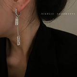 WEIYUE S925 Sterling Silver Asymmetric Tassel Earrings