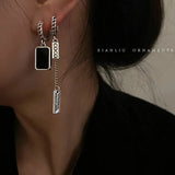 WEIYUE S925 Sterling Silver Asymmetric Tassel Earrings