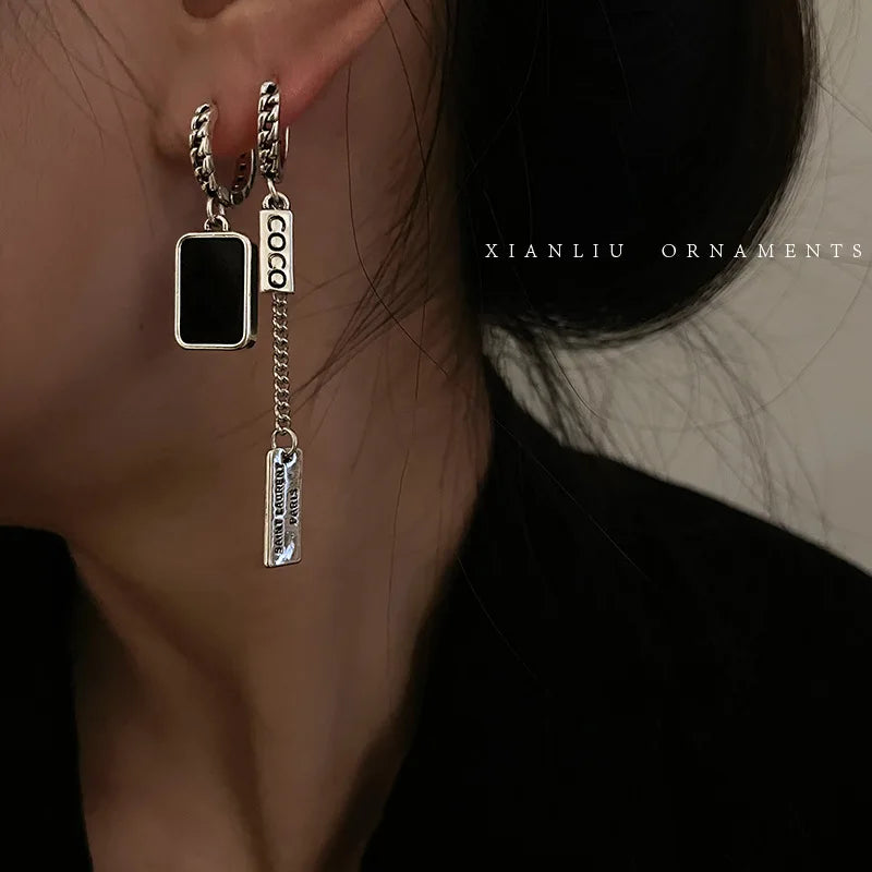 WEIYUE S925 Sterling Silver Asymmetric Tassel Earrings