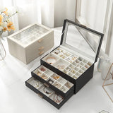 Green Leather Jewelry Box Earring Ring Bracelet Storage Organizer