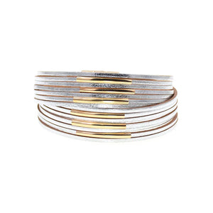 Copper Pipe Charm Leather Wrap Bracelets Couples Jewelry