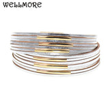 Copper Pipe Charm Leather Wrap Bracelets Couples Jewelry