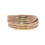Copper Pipe Charm Leather Wrap Bracelets Couples Jewelry