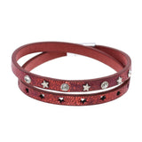 2-Layer Leather Bracelet with Stars Crystal for Women Bohemian Style