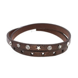 2-Layer Leather Bracelet with Stars Crystal for Women Bohemian Style