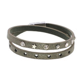 2-Layer Leather Bracelet with Stars Crystal for Women Bohemian Style