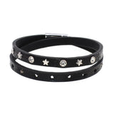 2-Layer Leather Bracelet with Stars Crystal for Women Bohemian Style