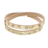 2-Layer Leather Bracelet with Stars Crystal for Women Bohemian Style