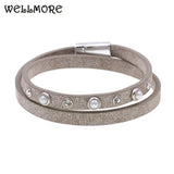 2-Layer Leather Bracelet with Stars Crystal for Women Bohemian Style
