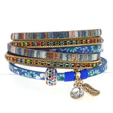 Women's Leather Beaded Bracelet Multilayer Wide Wrap Jewelry