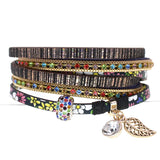 Women's Leather Beaded Bracelet Multilayer Wide Wrap Jewelry