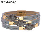 7 Colors Stone Bracelet for Women Magnet Charm Leather Bracelets
