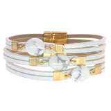 7 Colors Stone Bracelet for Women Magnet Charm Leather Bracelets