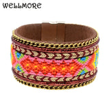 BOHO Cotton Bracelet Leather Charms Jewelry