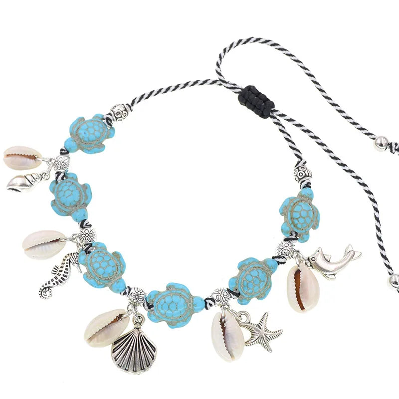Bohemia Rope Chain Stone Tortoise Anklet Bracelet Foot Jewelry