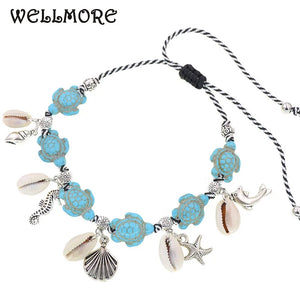 Bohemia Rope Chain Stone Tortoise Anklet Bracelet Foot Jewelry