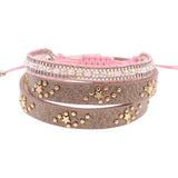 Women's Leather Bracelets with Crystal Beads